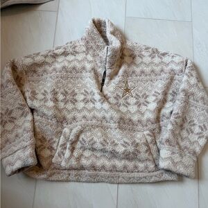 Dallas Cowboys Half-Zip Sherpa Pullover Hoodie in Oatmeal